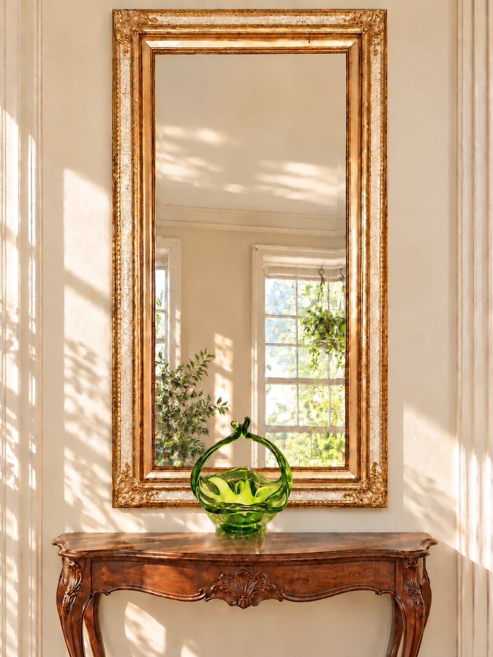 Vintage 60s  Gold Wall Mirror with Cream Mirror